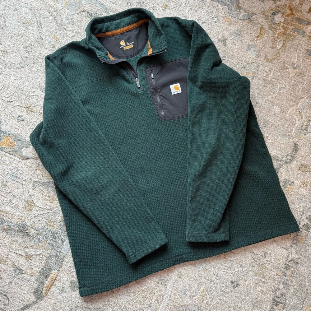 Carhartt Men's Forest Green Quarter-Zip Sweatshirt